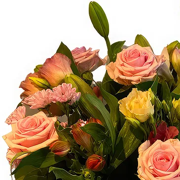 fleuriste fleurs de Jette- Arrangement vibrant de fleurs roses Bouquet/Arrangement floral