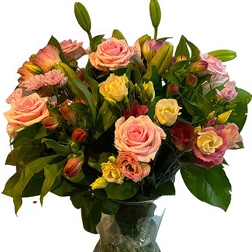 fleuriste fleurs de Jette- Arrangement vibrant de fleurs roses Bouquet/Arrangement floral