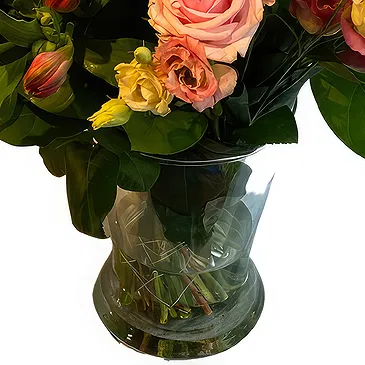 fleuriste fleurs de Jette- Arrangement vibrant de fleurs roses Bouquet/Arrangement floral