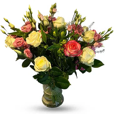 Ghent kukat- Tyylikkäät ruusut ja Lisianthus -kokoonpano Kukka kukkakimppu