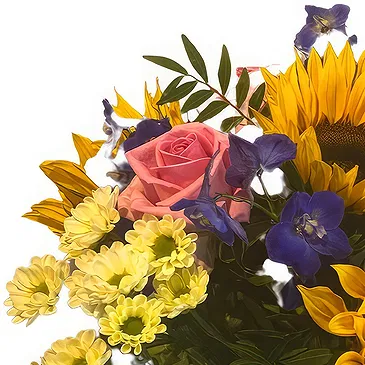 fleuriste fleurs de Jette- Tournesols lumineux avec des roses romantique Bouquet/Arrangement floral