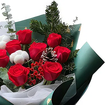 Qingdao flowers  -  Seasonal Red Rose Christmas Bouquet Flower Bouquet/Arrangement