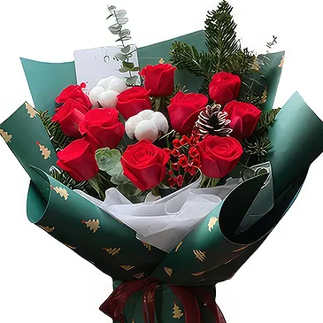 Qingdao flowers  -  Seasonal Red Rose Christmas Bouquet Flower Bouquet/Arrangement