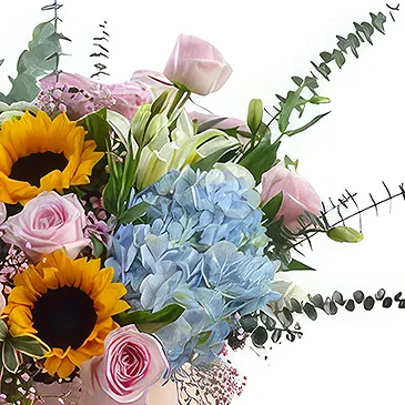 Zhangjiakou blomster- Blandet blomsterboks med rosa roser og andre  Blomsterarrangementer bukett