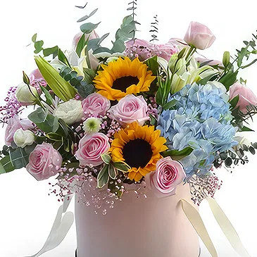 Zhangjiakou blomster- Blandet blomsterboks med rosa roser og andre  Blomsterarrangementer bukett