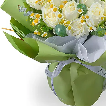 China flowers  -  Classic White Roses and Chamomile Mixed Bouqu Flower Bouquet/Arrangement