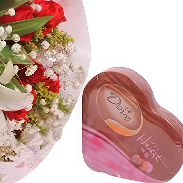 Huaibei bloemen bloemist- Romantisch rode rozen en witte lelie handboek Boeket/bloemstuk