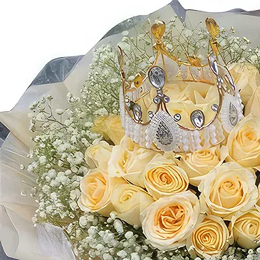 China flowers  -  Soft Champagne Rose Bouquet with Baby's Breat Flower Bouquet/Arrangement