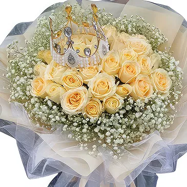China flowers  -  Soft Champagne Rose Bouquet with Baby's Breat Flower Bouquet/Arrangement