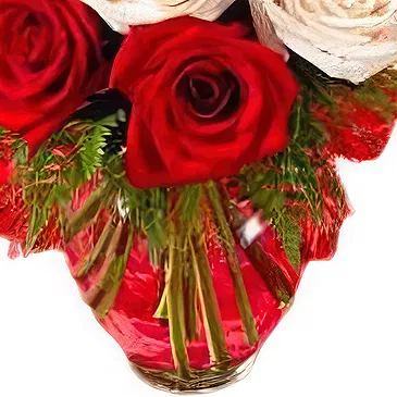 China flowers  -  Red and White Roses with Greenery Bouquet Flower Bouquet/Arrangement