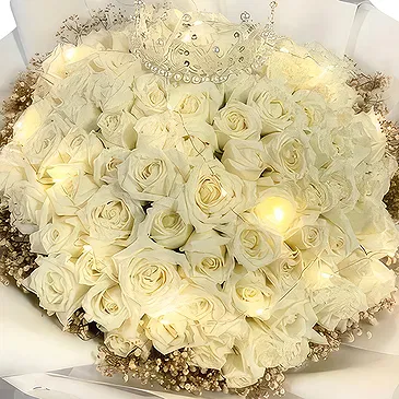 China flowers  -  Classic White Roses Paired with Baby's Breath Flower Bouquet/Arrangement