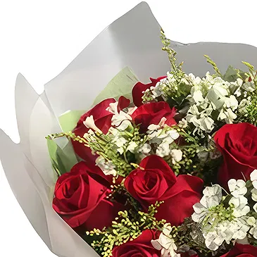Zunyi flowers  -  Red Roses and White Wax Flower Arrangement Flower Bouquet/Arrangement