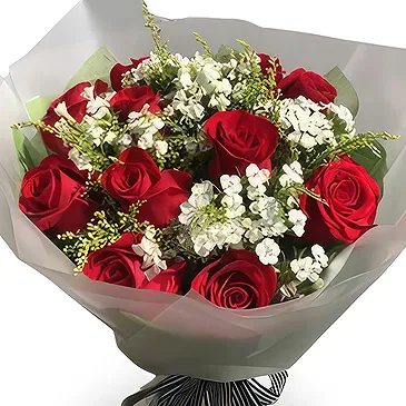 Zunyi flowers  -  Red Roses and White Wax Flower Arrangement Flower Bouquet/Arrangement