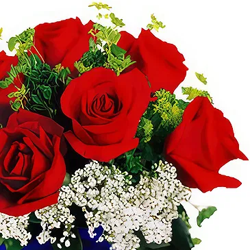 China flowers  -  Elegant Red Roses with Baby's Breath Bouquet Flower Bouquet/Arrangement