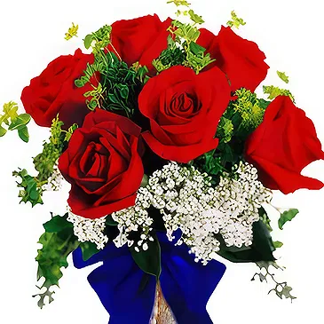 China flowers  -  Elegant Red Roses with Baby's Breath Bouquet Flower Bouquet/Arrangement