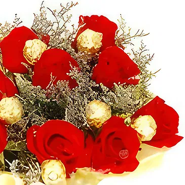 China flowers  -  Sweet Red Roses with Chocolates Arrangement Flower Bouquet/Arrangement