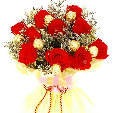 China flowers  -  Sweet Red Roses with Chocolates Arrangement Flower Bouquet/Arrangement