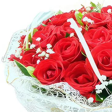 China flowers  -  Beautiful Red Rose with Baby’s Breath Arrange Flower Bouquet/Arrangement