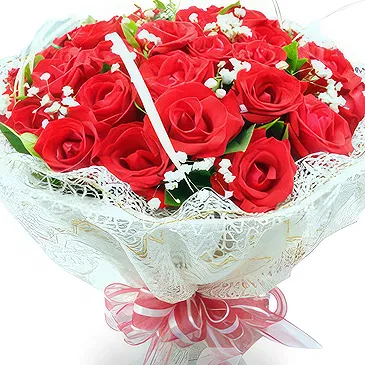 China flowers  -  Beautiful Red Rose with Baby’s Breath Arrange Flower Bouquet/Arrangement