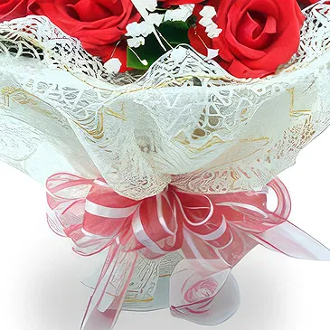 China flowers  -  Beautiful Red Rose with Baby’s Breath Arrange Flower Bouquet/Arrangement