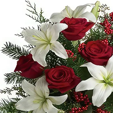 China flowers  -  Red Roses with White Lilies Arrangement Flower Bouquet/Arrangement