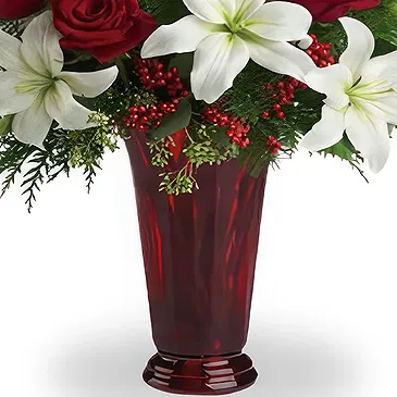 China flowers  -  Red Roses with White Lilies Arrangement Flower Bouquet/Arrangement