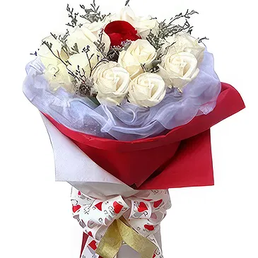 China flowers  -  Elegant White and Red Roses Floral Arrangemen Flower Bouquet/Arrangement