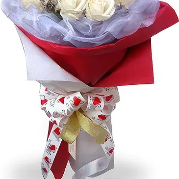 China flowers  -  Elegant White and Red Roses Floral Arrangemen Flower Bouquet/Arrangement
