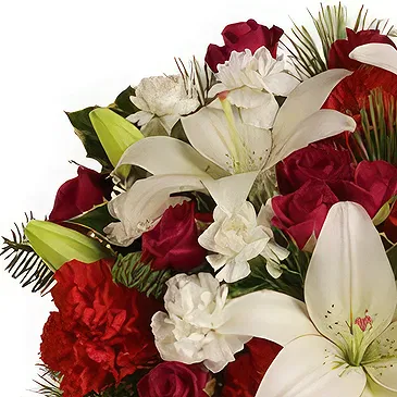 China flowers  -  Vibrant Red Roses and Carnations Hand Bouquet Flower Bouquet/Arrangement