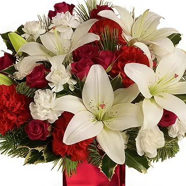 China flowers  -  Vibrant Red Roses and Carnations Hand Bouquet Flower Bouquet/Arrangement