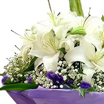 China flowers  -  Elegant White Lilies with Baby's Breath Bouqu Flower Bouquet/Arrangement