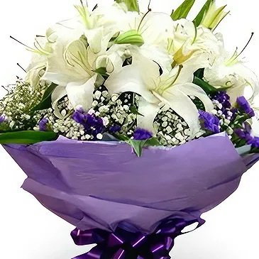 China flowers  -  Elegant White Lilies with Baby's Breath Bouqu Flower Bouquet/Arrangement