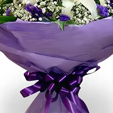 China flowers  -  Elegant White Lilies with Baby's Breath Bouqu Flower Bouquet/Arrangement