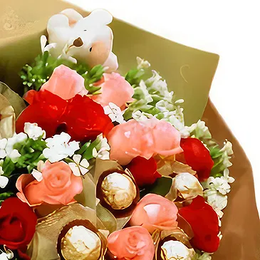 China flowers  -  Red & Pink Rose with Chocolate Arrangement Flower Bouquet/Arrangement
