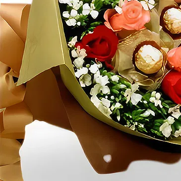 China flowers  -  Red & Pink Rose with Chocolate Arrangement Flower Bouquet/Arrangement