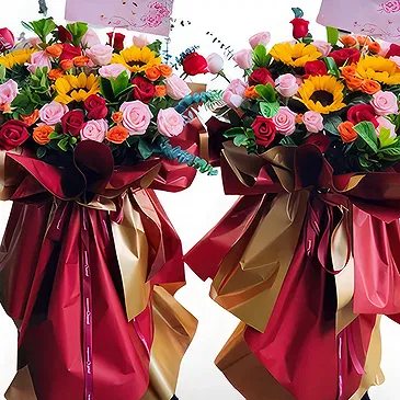 China flowers  -  Standing Basket of Vibrant Roses Flower Bouquet/Arrangement