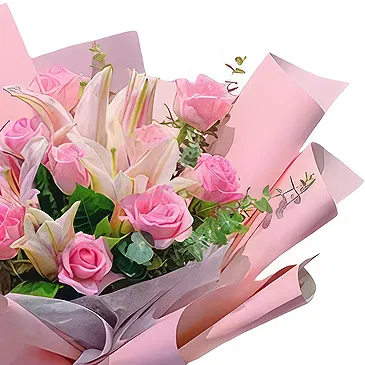 China flowers  -  Graceful Pink Rose and Lily Floral Bouquet Flower Bouquet/Arrangement
