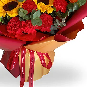 China flowers  -  Carnations with Sunflowers and Orange Spray R Flower Bouquet/Arrangement