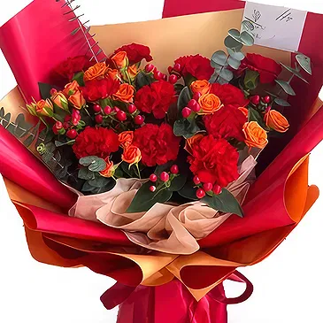 China flowers  -  VibrantMixed Flower and Red Berries Bouquet Flower Bouquet/Arrangement