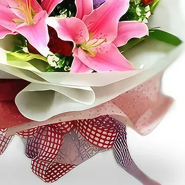 China flowers  -  Romantic Red Carnations and Pink Lilies Bouqu Flower Bouquet/Arrangement