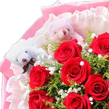 China flowers  -  Red Roses and Baby’s Breath Arrangement with  Flower Bouquet/Arrangement