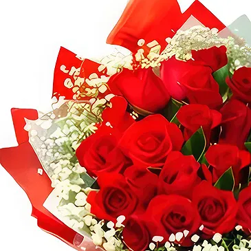 China flowers  -  Romantic Red Roses Bouquet with Baby breath Flower Bouquet/Arrangement
