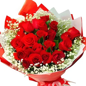 China flowers  -  Romantic Red Roses Bouquet with Baby breath Flower Bouquet/Arrangement