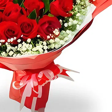 China flowers  -  Romantic Red Roses Bouquet with Baby breath Flower Bouquet/Arrangement