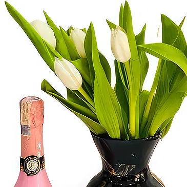 Amstercol I flowers  -  Tulip Arrangement with JP Sparkling Wine Flower Bouquet/Arrangement