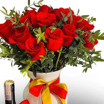flores Palmira floristeria -  Arreglo romántico en jarrón: 24 rosas rojas,  Ramo de flores/arreglo floral