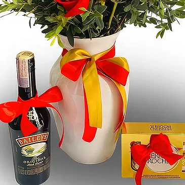 flores Palmira floristeria -  Arreglo romántico en jarrón: 24 rosas rojas,  Ramo de flores/arreglo floral