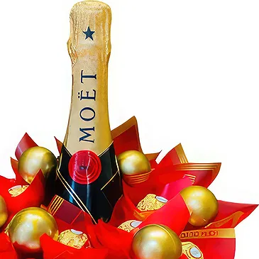 Subic flowers  -  Luxury Champagne and Ferrero  Flower Bouquet/Arrangement