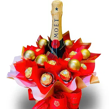 Subic flowers  -  Luxury Champagne and Ferrero  Flower Bouquet/Arrangement
