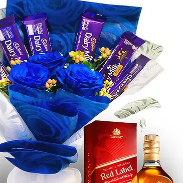 Asipulo flowers  -  Roses, Chocolate, Whiskey & Casio Watch Flower Bouquet/Arrangement